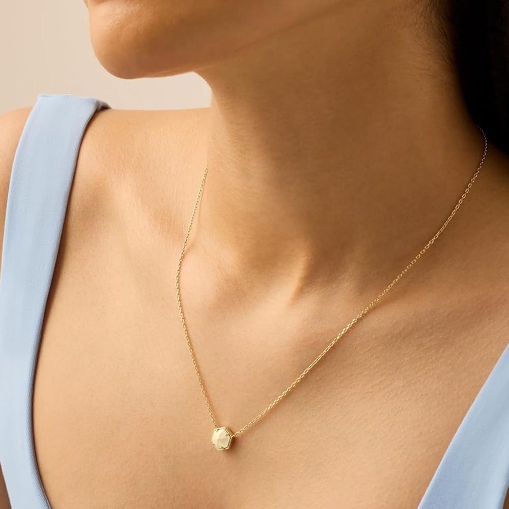 14K Gold Plated Gemstone Pendent Necklace